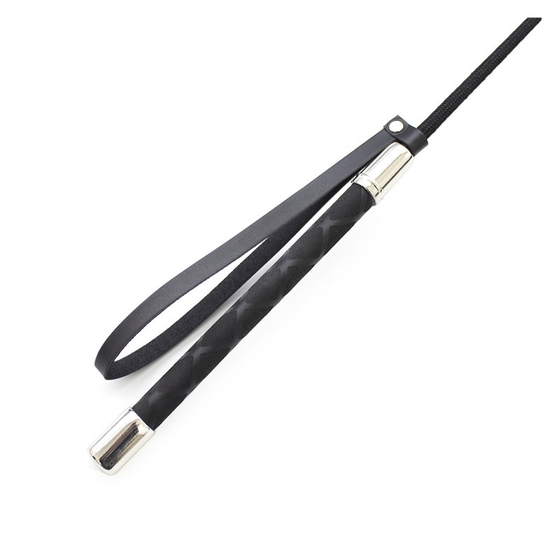 Quality Black Leather Long Whip Paddle Flogger BDSM Sexual Play Slave Training